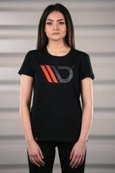 Damski t-shirt czarny z czerwonym logo