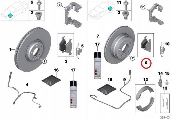 Klocki hamulcowe tył BMW F20 F30 F36 F32 komplet 34216873093