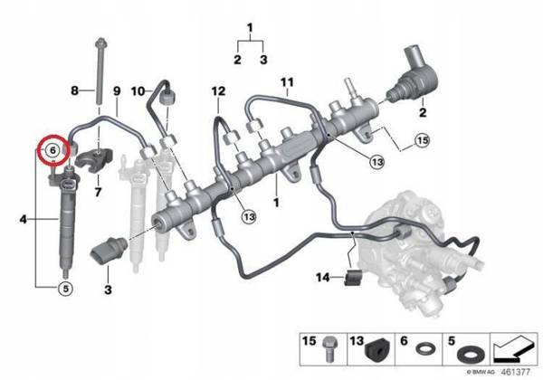 O-ring wtryskiwacza BMW 2.0d M47N2, N47; 3.0d M57N2, N57